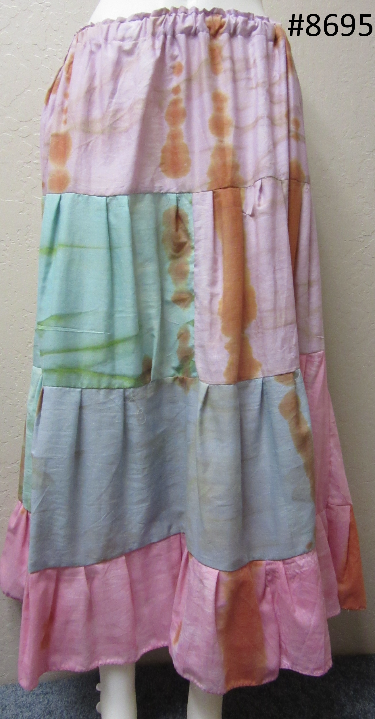 Women Tie & Dye Printed Poly Silk Maxi Skirt
